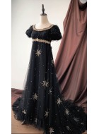 Faeries Daffodil Yoru Nova Black Gold Embroidered Daily and Trailing One Piece(Reservation/Full Payment Without Shipping)